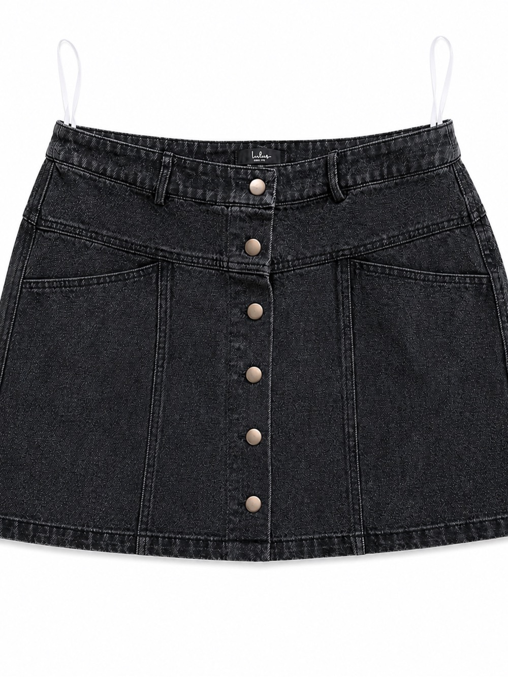 LuLu’s Black Button-Front Denim Mini Skirt
